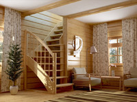 Деревянная лестница в дом из ясеня